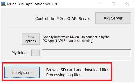 MGEN-3 PC Application の起動直後の画面